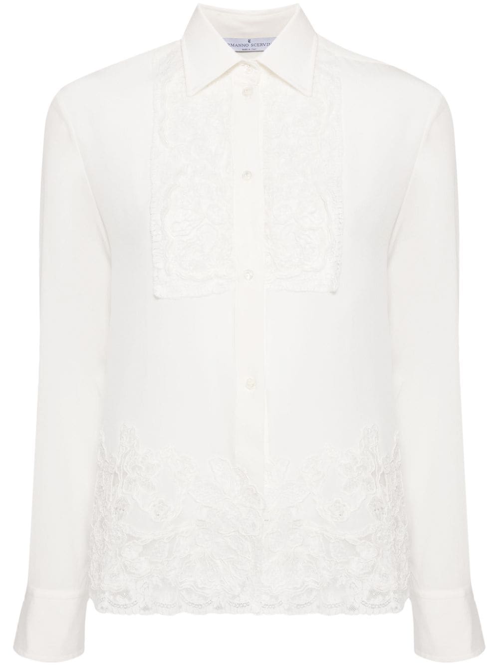 Ermanno Scervino Lace-appliqué Silk Shirt In White