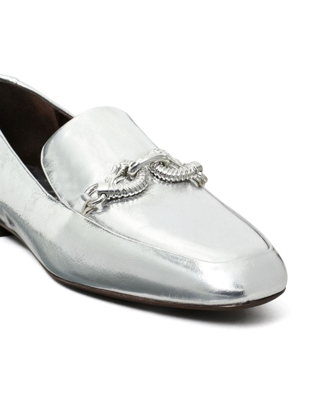 Shop Tory Burch Jessa Metallic Loafers In Silver