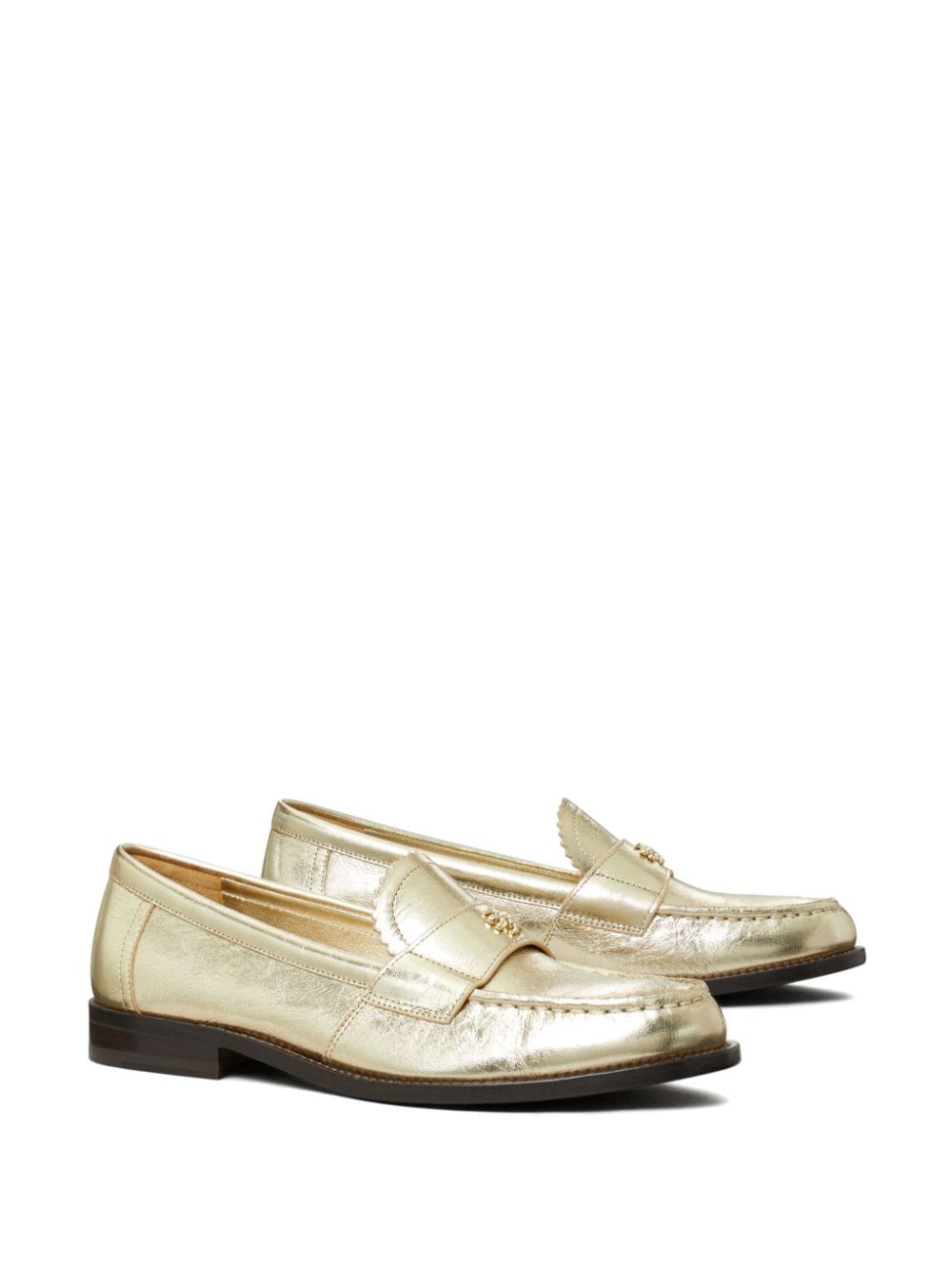 Shop Tory Burch Metallic Leather Loafers In Gold