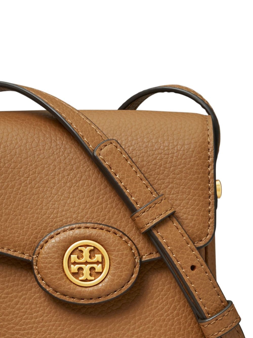 Tory Burch Robinson leren crossbodytas Bruin