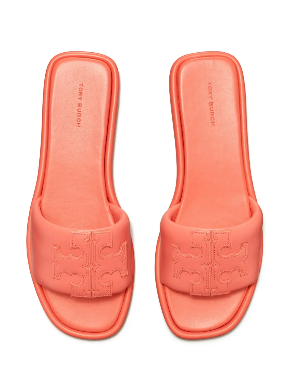 Shop Tory Burch Double T Sport Leather Sandals In Orange