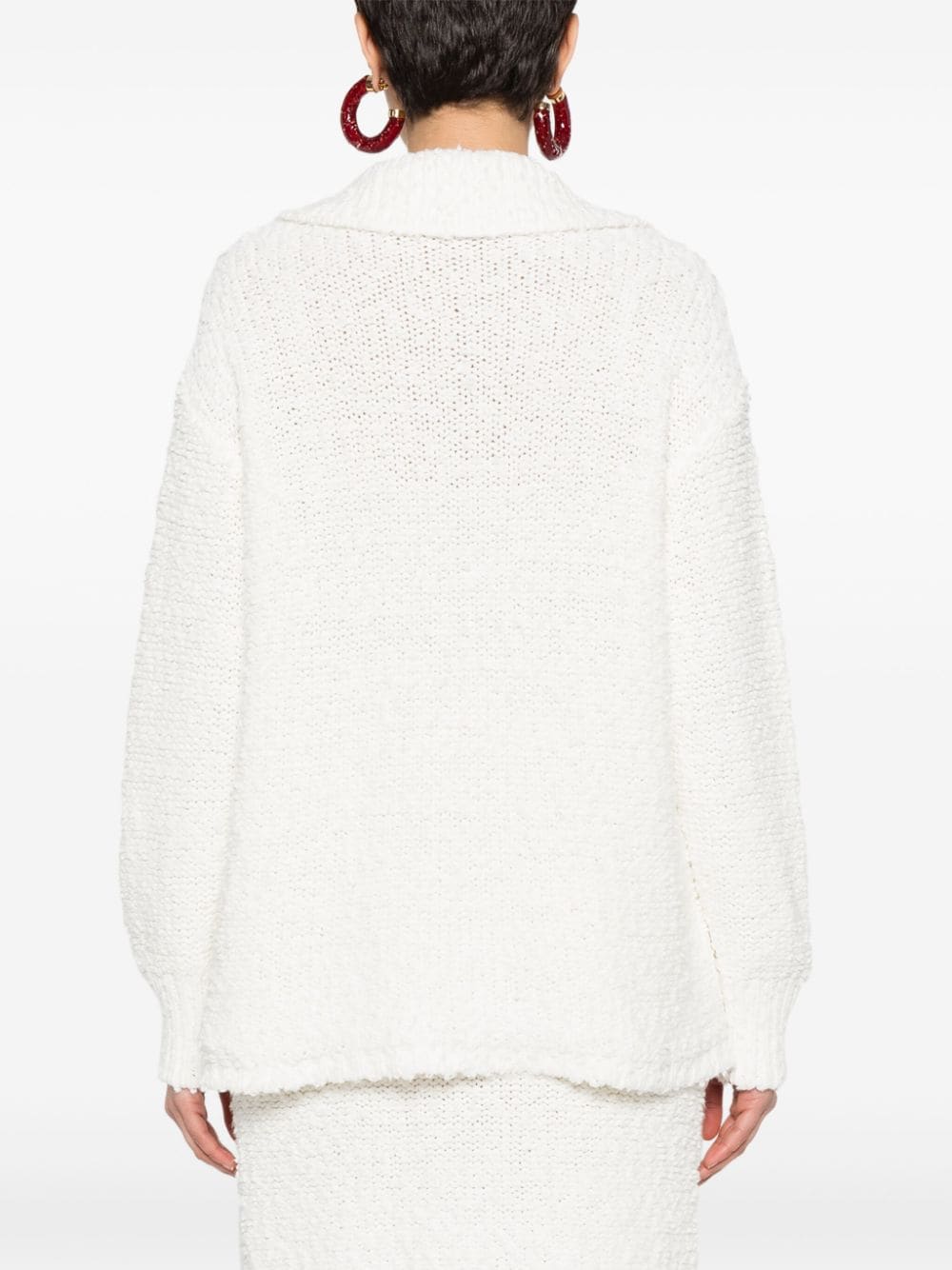 Shop Joseph Textured Knit Polo Jumper In White