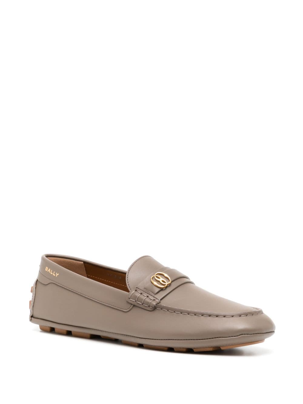 Shop Bally Emblem-plaque Leather Driving Shoes In Brown