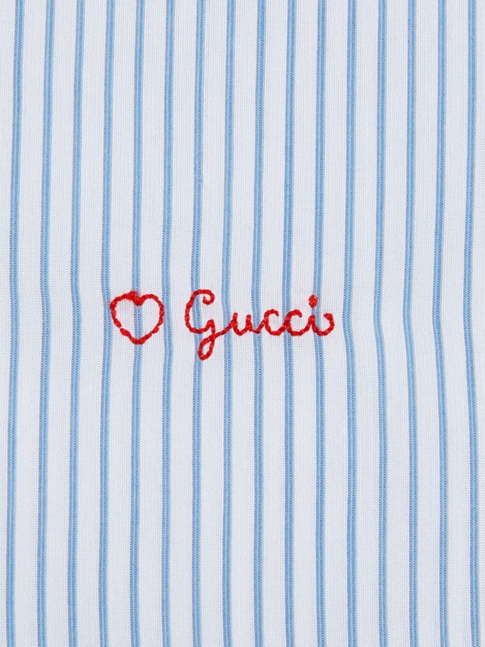 Gucci Gestreept popeline overhemd met geborduurd logo Blauw