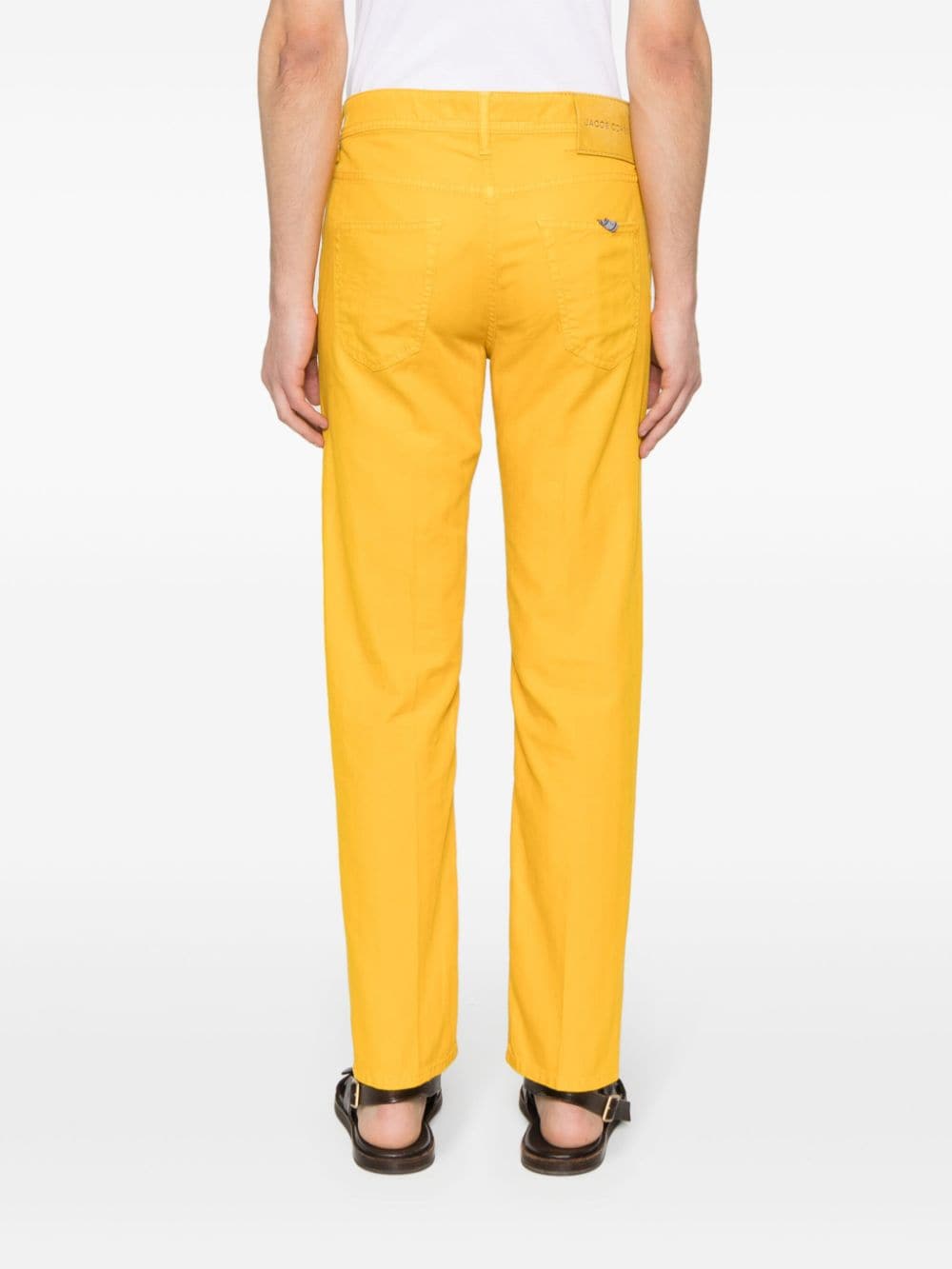 Shop Jacob Cohen Scott Cropped Trousers In Yellow