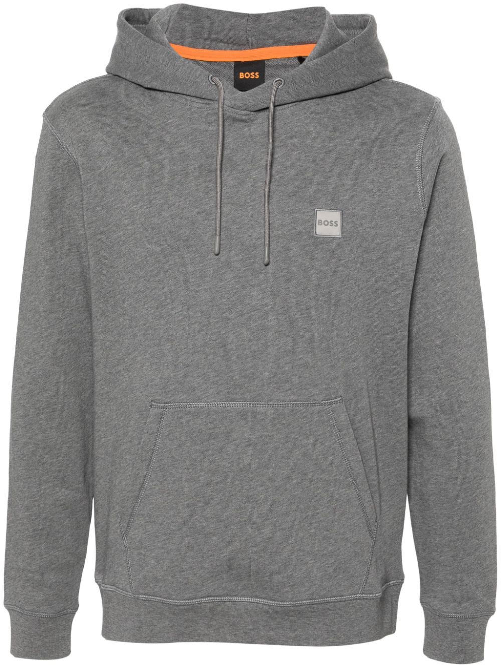 Hugo Boss Logo-patch Cotton Hoodie In Grey