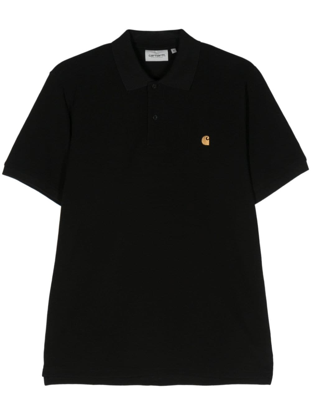 Carhartt Logo-embroidered Cotton Polo Shirt In Black