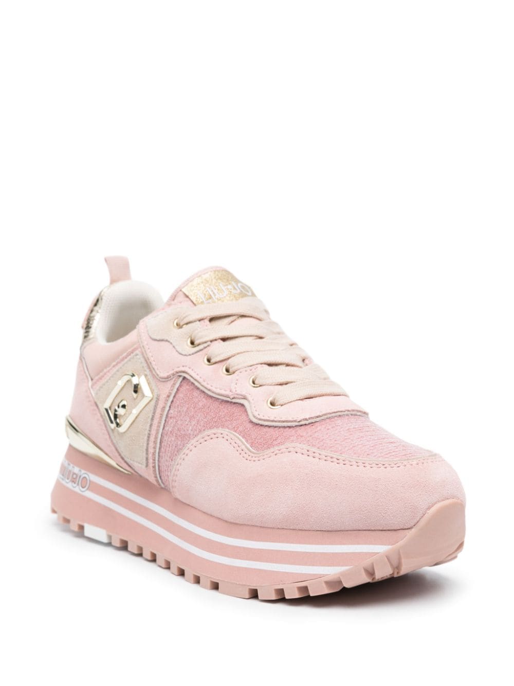 Shop Liu •jo Logo-apliqué Suede Sneakers In Pink