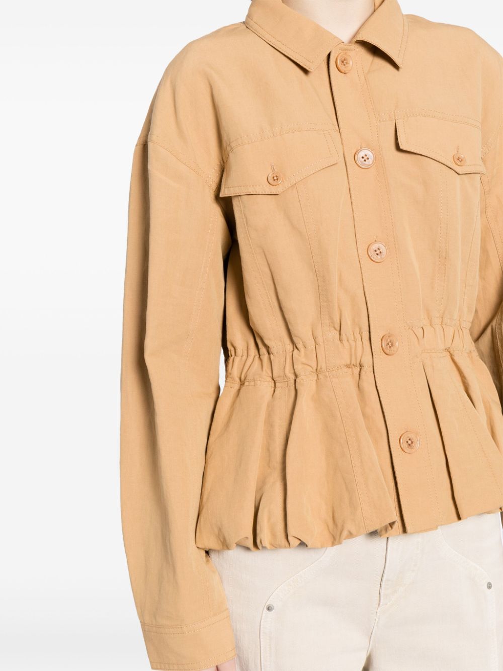 Shop Ulla Johnson Jordana Peplum-hem Jacket In Brown