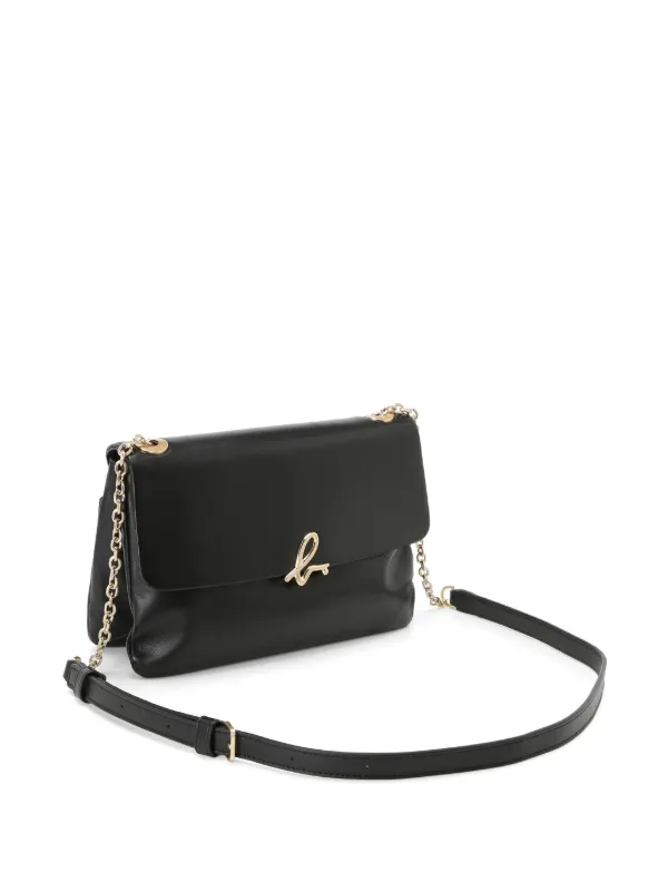 Agnès b. logo-clasp Leather Crossbody Bag | Black | FARFETCH
