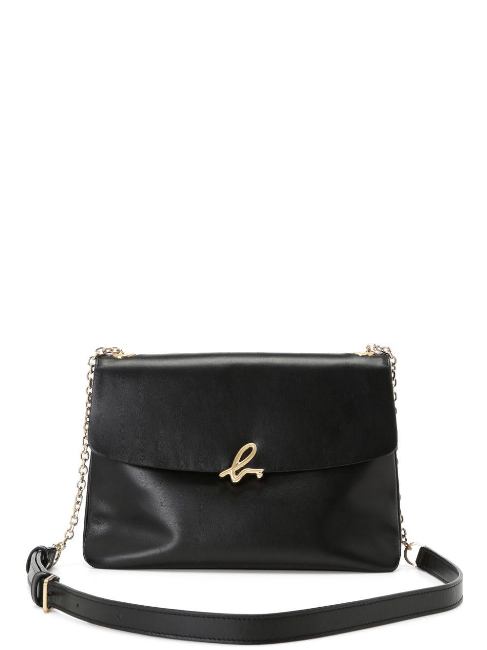 Shop Agnès B. Logo-clasp Leather Crossbody Bag In Black