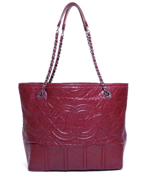 HOT SALE CHANEL 2009-2010 diamond-quilted CC stitch tote bag Women