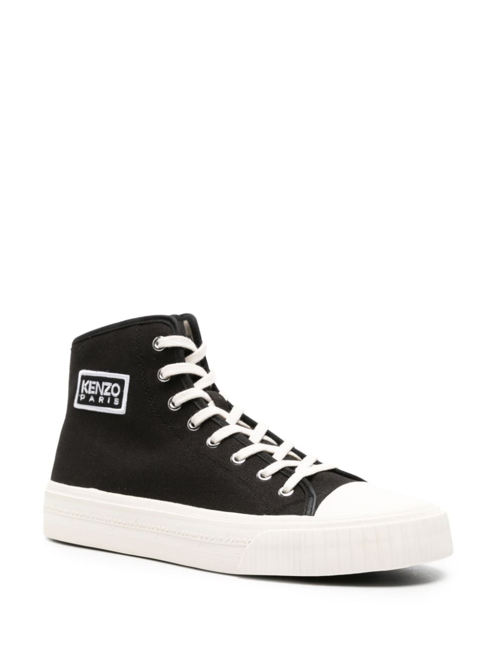 Kenzo logo-patch canvas sneakers - Zwart