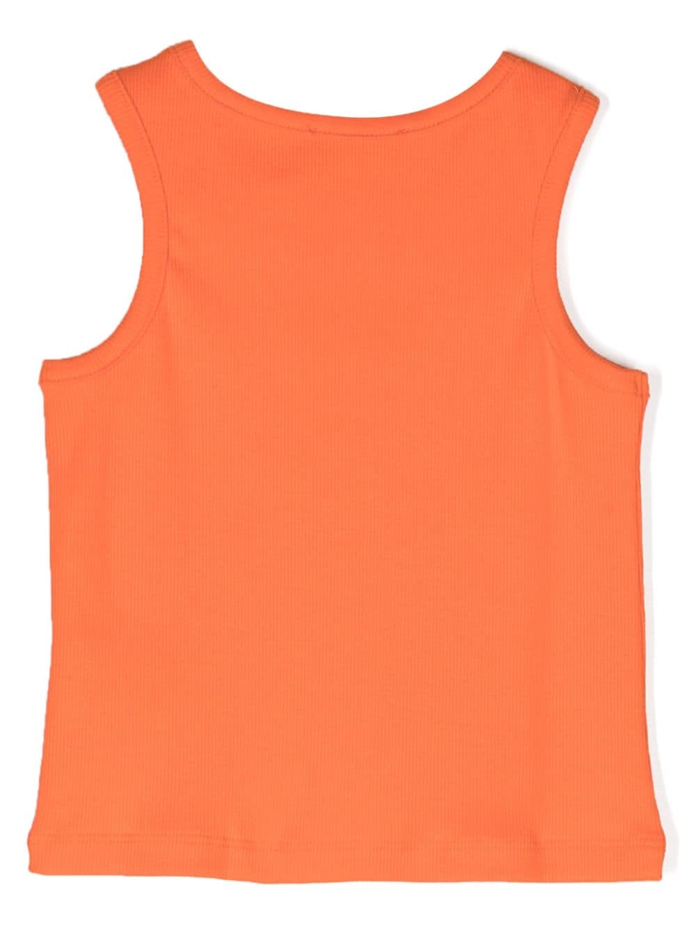 Shop Msgm Logo-patch Fine-ribbed Tank Top In Orange