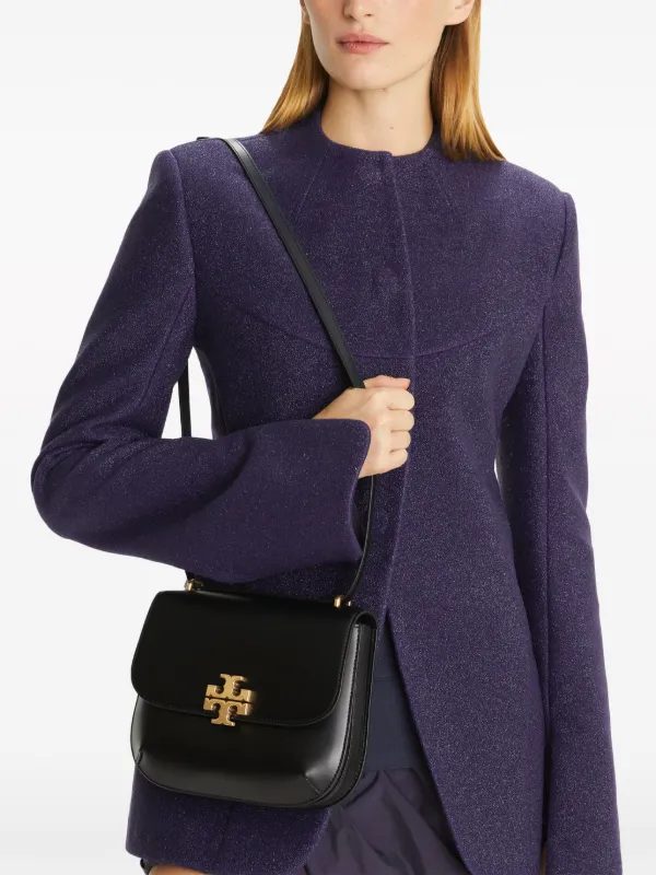 Tory Burch Eleanor Slim Saddle Bag | Black | FARFETCH JO