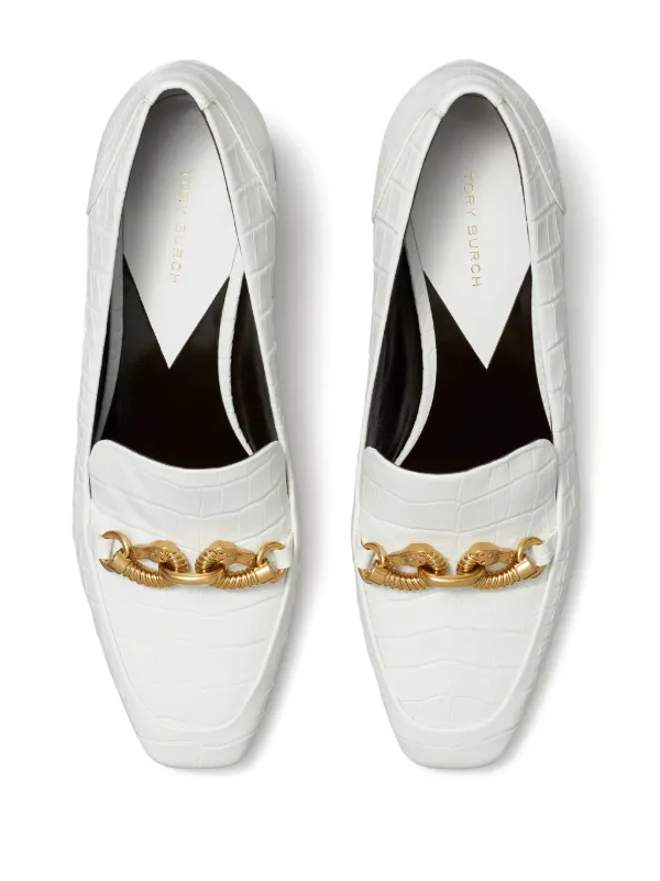 TORY BURCH ローファー　Jessa 本革　レザー　ゴールド　ホワイト TORY BURCH ローファー Jessa 本革 レザー ゴールド ホワイト