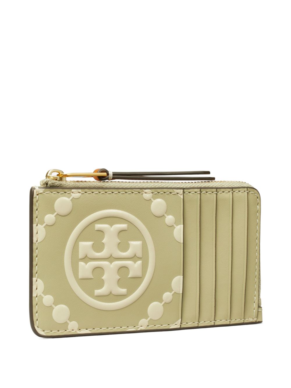 Shop Tory Burch T Monogram Leather Cardholder In Green