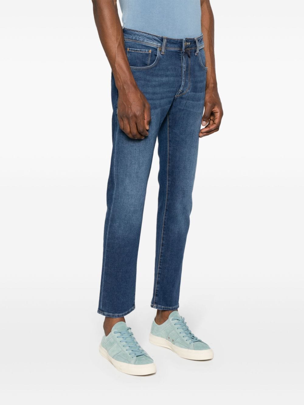 Shop Incotex Low-rise Slim-fit Jeans In Blue