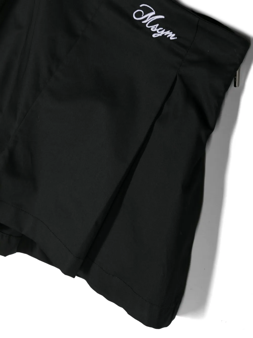 Shop Msgm Wide-leg Cotton Shorts In Black