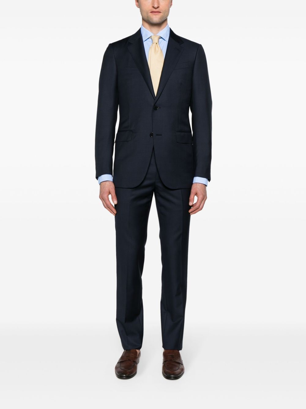 Shop Zegna Houndstooth-pattern Single-breasted Suit In Blue
