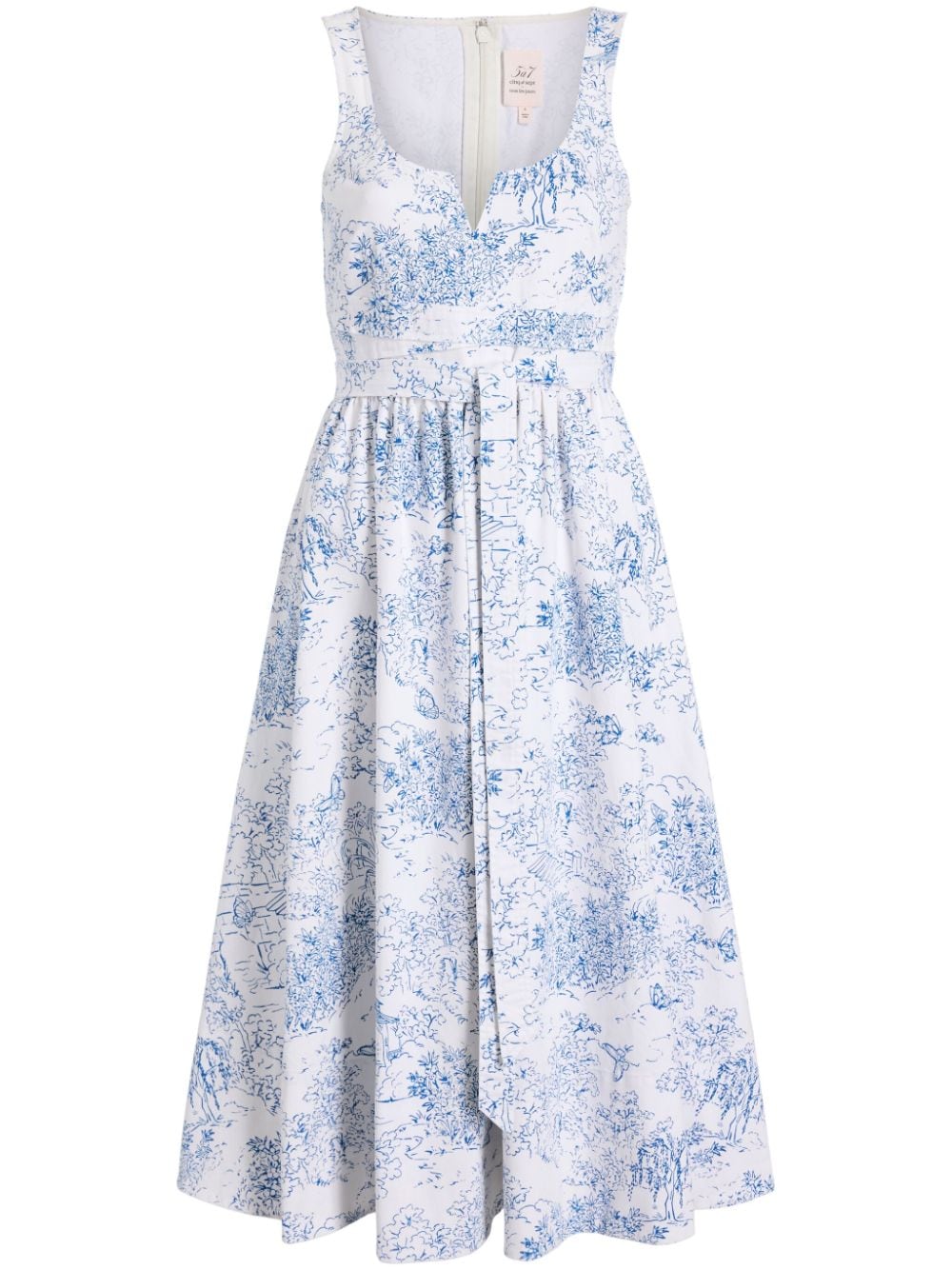 Shop Cinq À Sept Garden Toile Ebba Dress In Blue