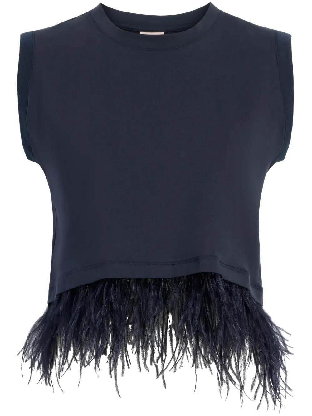 Cinq À Sept Feather-trim Tank Top In Blue