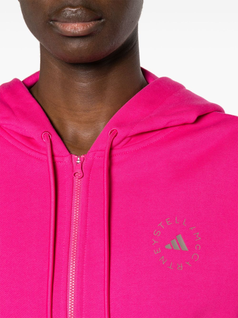 Shop Adidas By Stella Mccartney Logo-print Cropped Hoodie In Pink