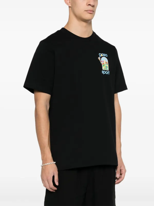 【国内発】CASABLANCA Le Jeu コットン Tシャツ Casablanca Le Jeu organic-cotton T-shirt | Black | FARFETCH