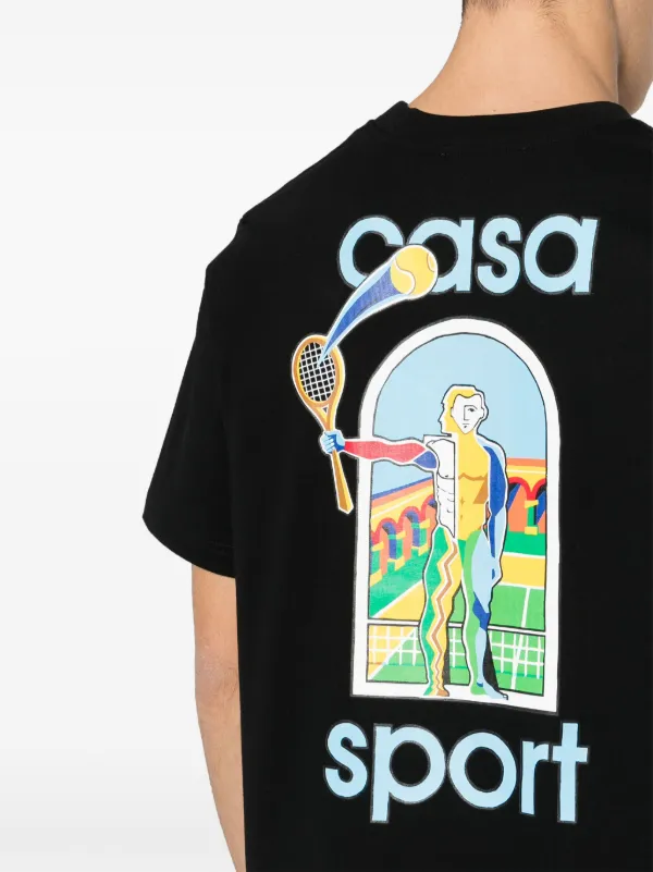 【関税込み】Casablanca ブラック Le Jeu Colore Tシャツ Casablanca Le Jeu organic-cotton T-shirt | Black | FARFETCH