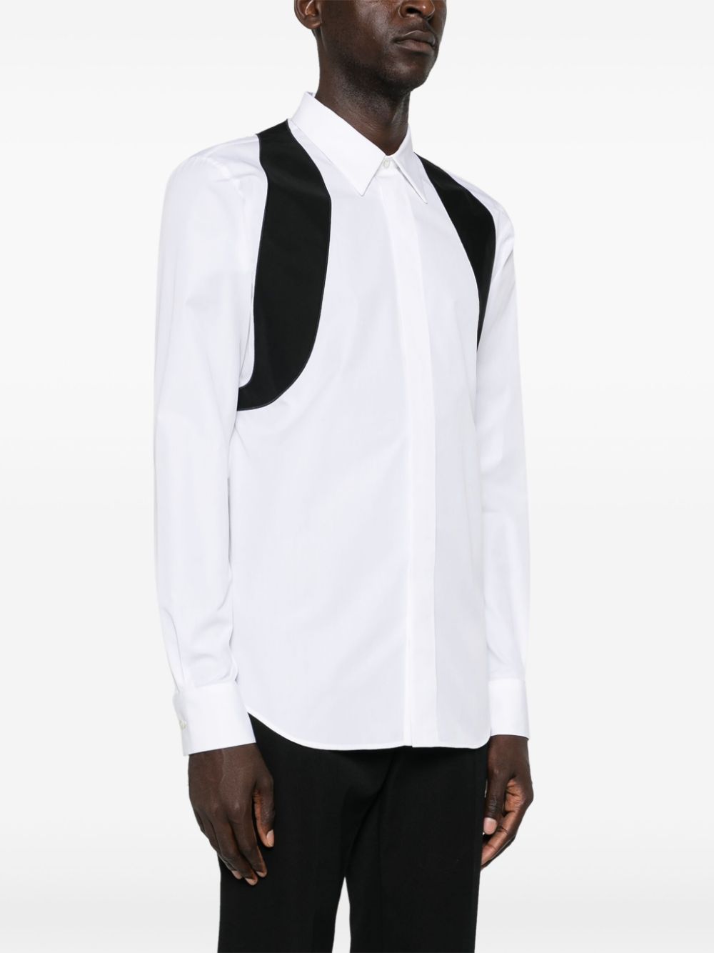 Shop Alexander Mcqueen Embroidered Cotton Shirt In 白色