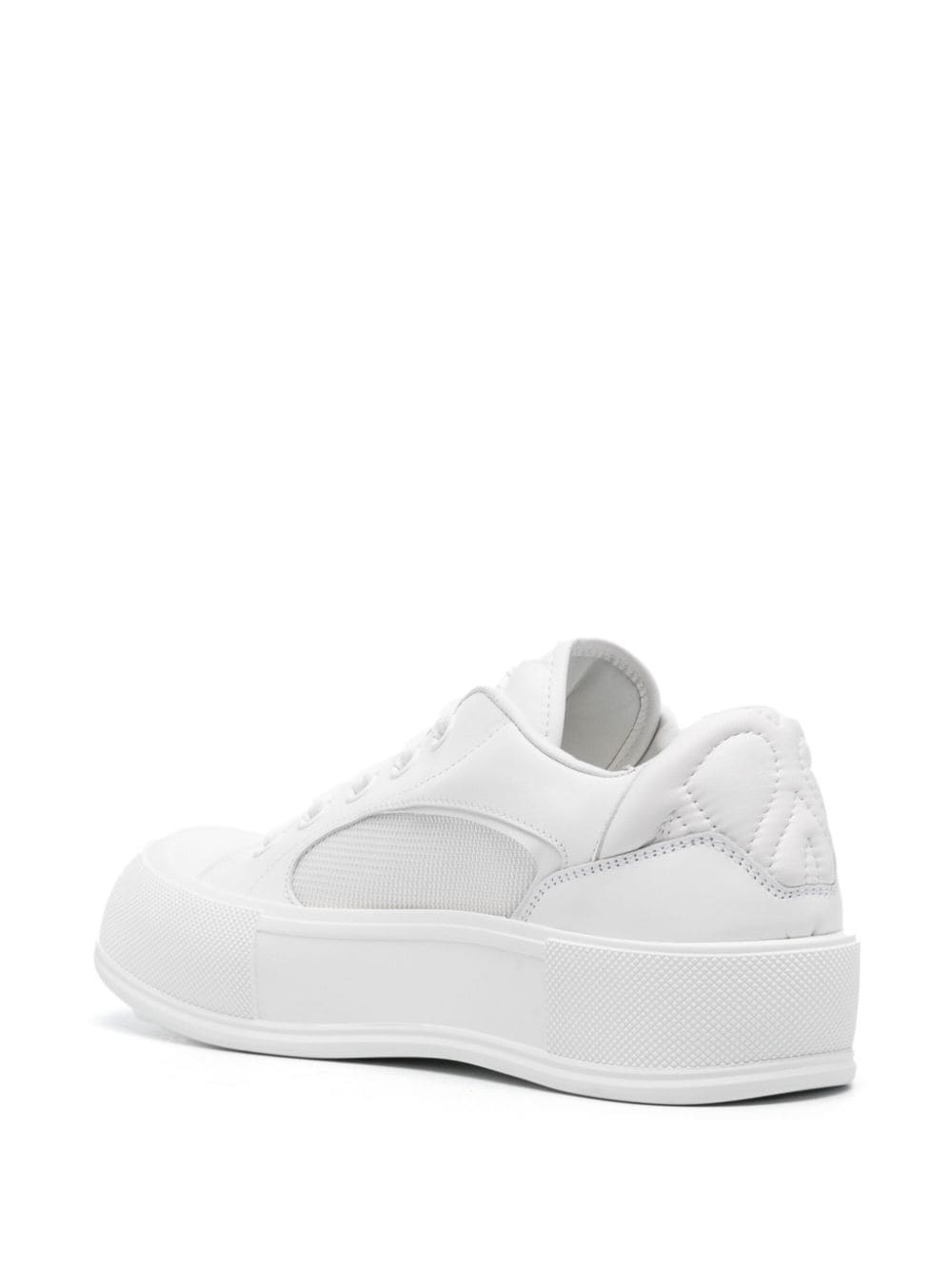 Shop Alexander Mcqueen Embossed-logo Leather Sneakers In White