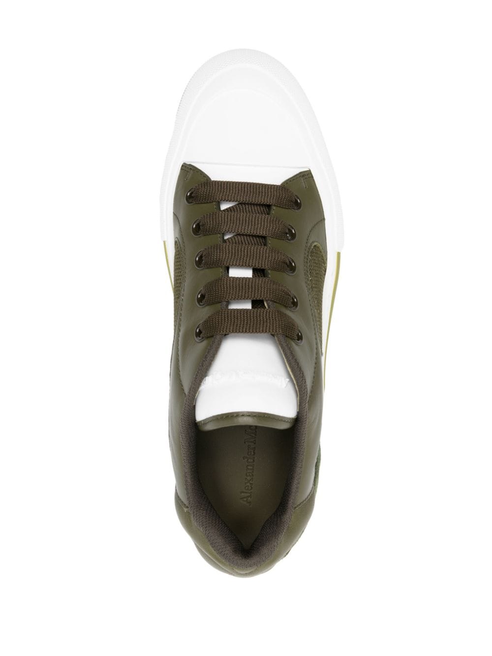 Shop Alexander Mcqueen Deck Plimsoll Leather Sneakers In Green