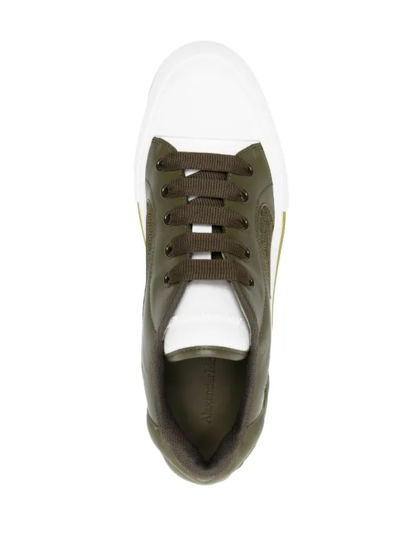 スニーカー ALEXANDER MCQUEEN OLIVE GREEN PLIMSOLL SNEAKERS Alexander McQueen Deck Plimsoll Leather Sneakers | Green