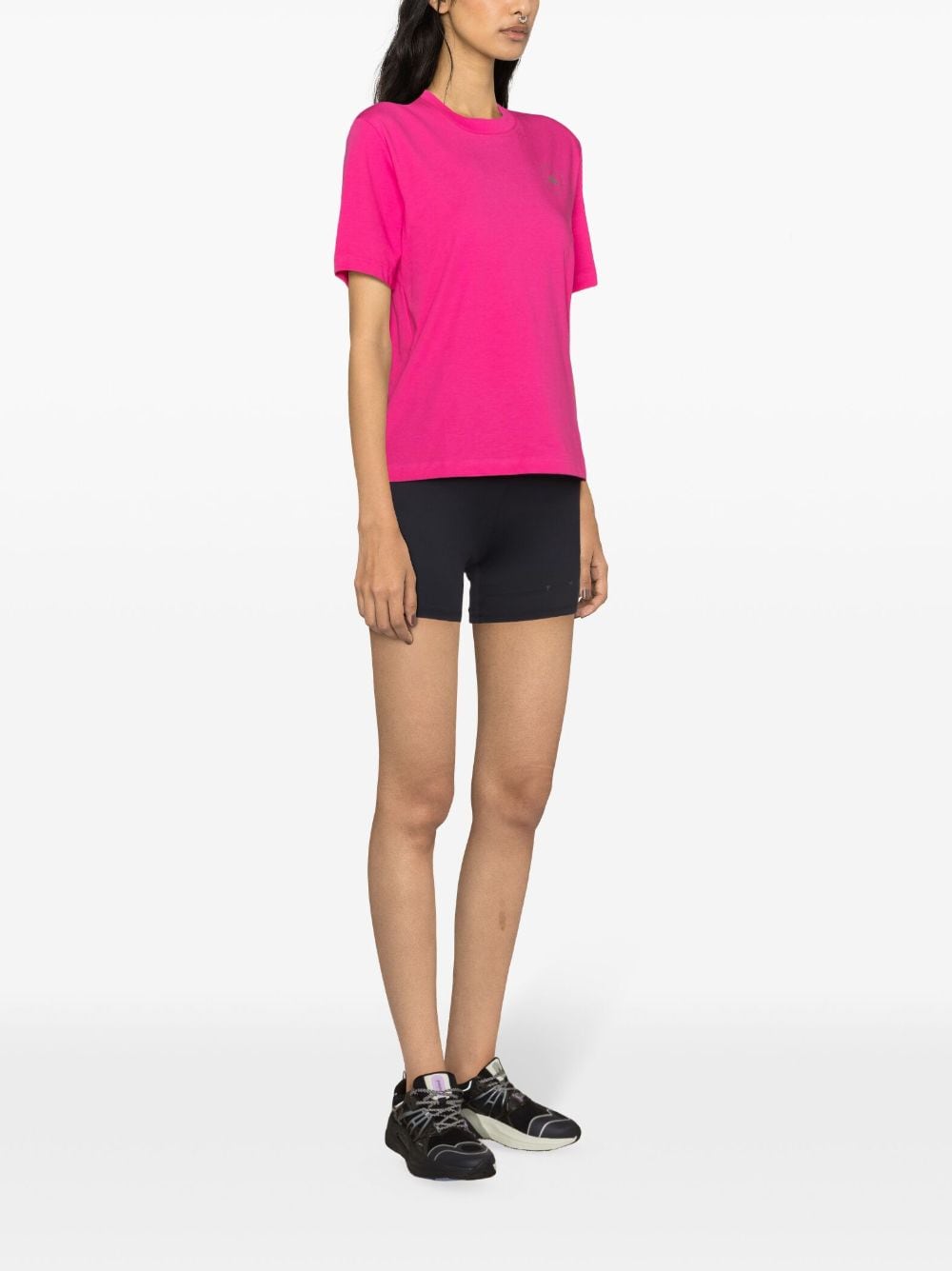 Shop Adidas By Stella Mccartney Logo-print Crew-neck T-shirt In Pink