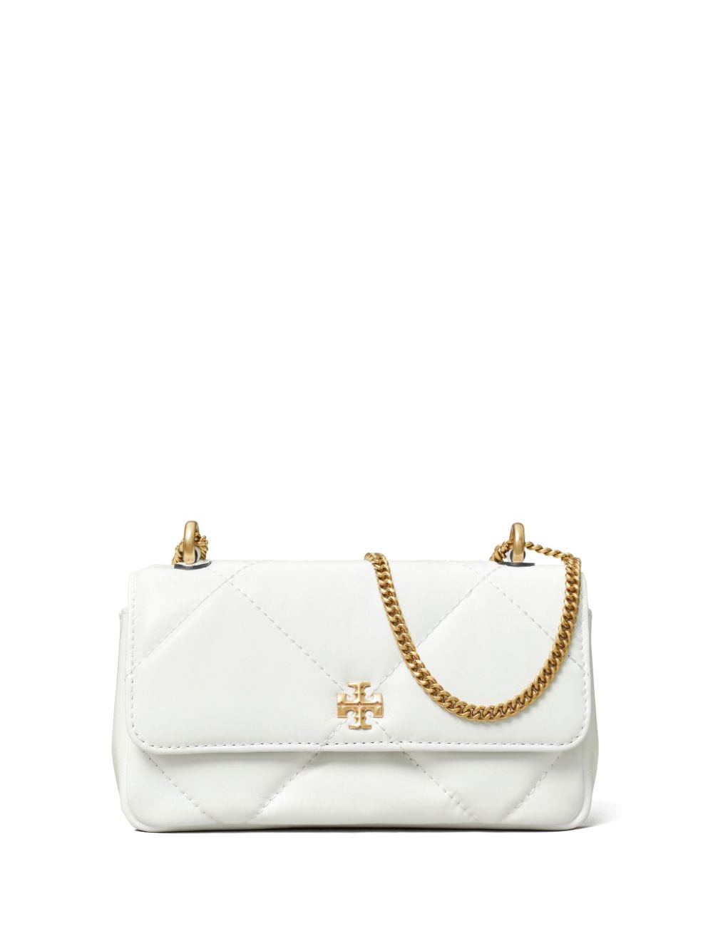 Shop Tory Burch Kira Quilted Leather Crossbody Bag In Weiss