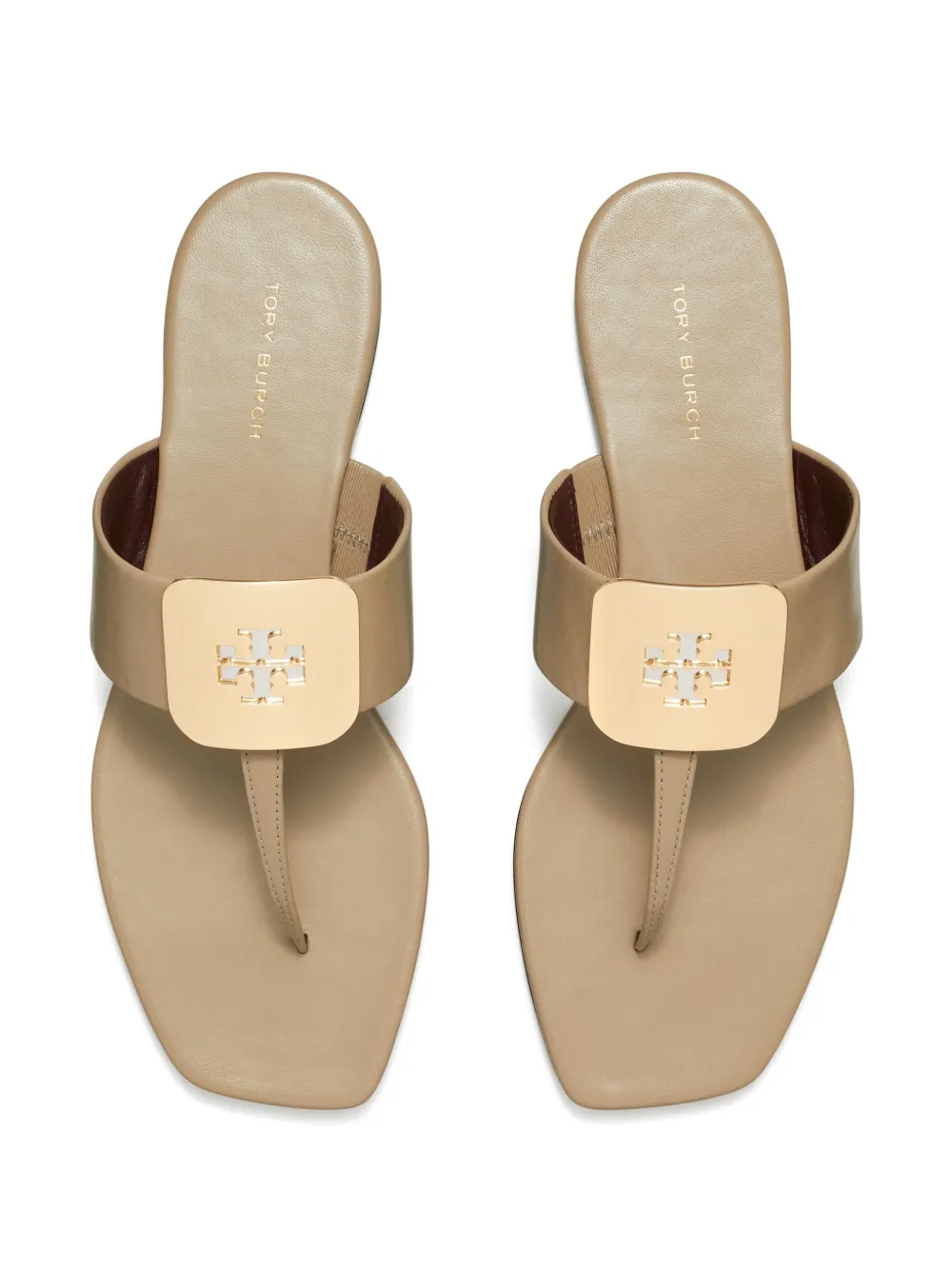 Shop Tory Burch Georgia Logo-debossed Flip Flops In Neutrals