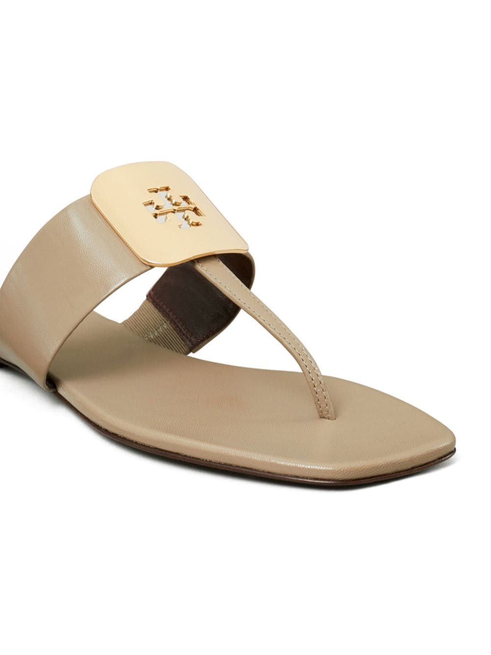 Shop Tory Burch Georgia Logo-debossed Flip Flops In Neutrals