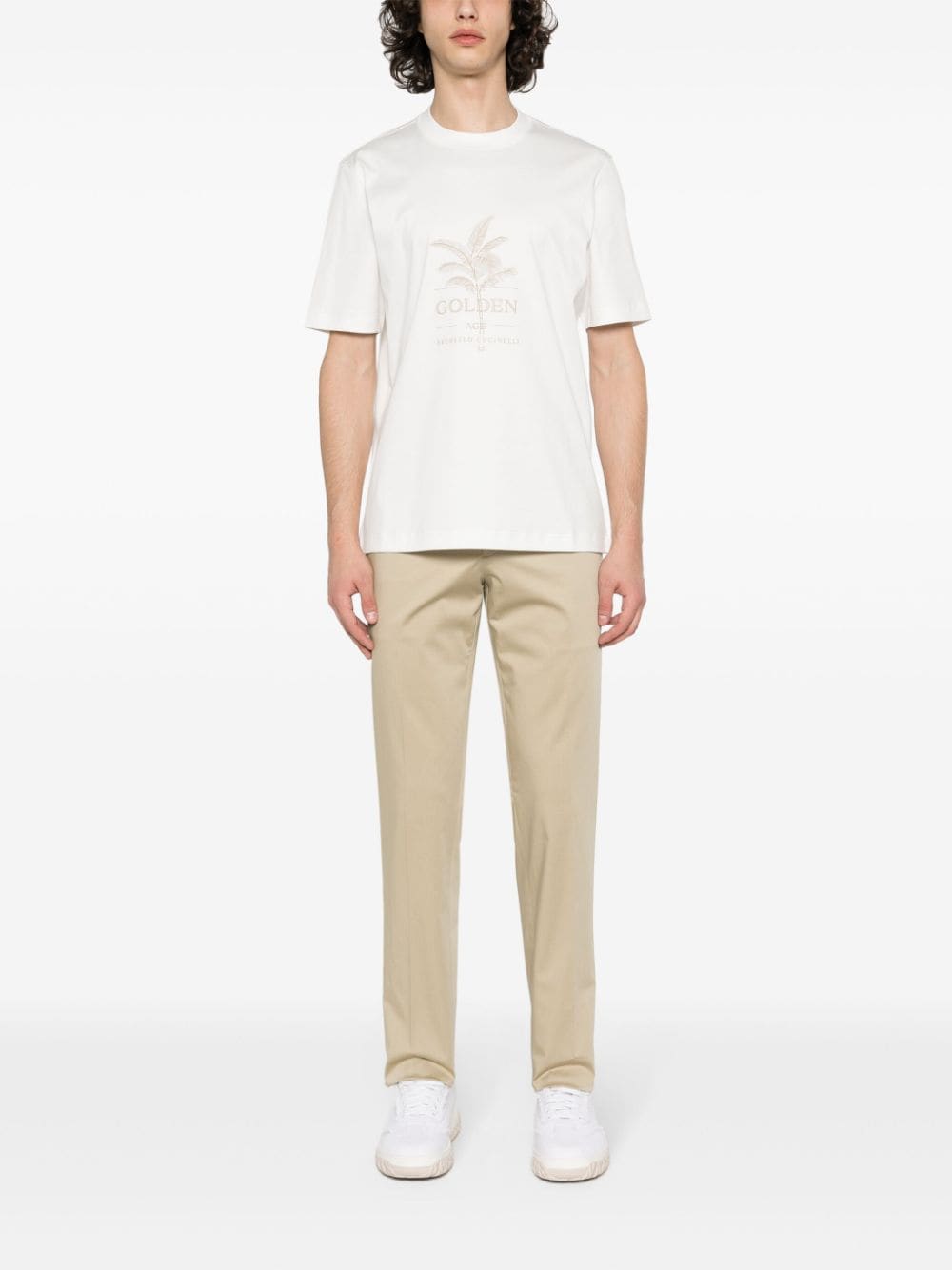 Shop Lardini Pressed-crease Trousers In Neutrals