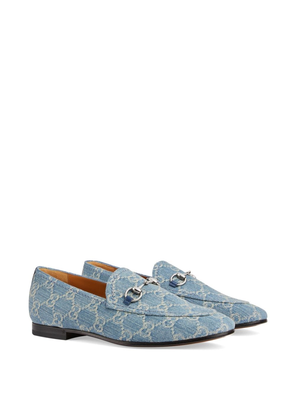 Shop Gucci Jordaan Denim Loafers In Blau