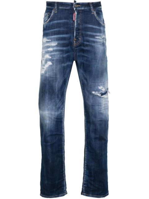 DSQUARED2 Dark Ripped Cast Wash Bro straight-leg jeans Men