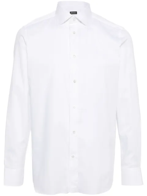Zegna camisa de popelina con cuello italiano
