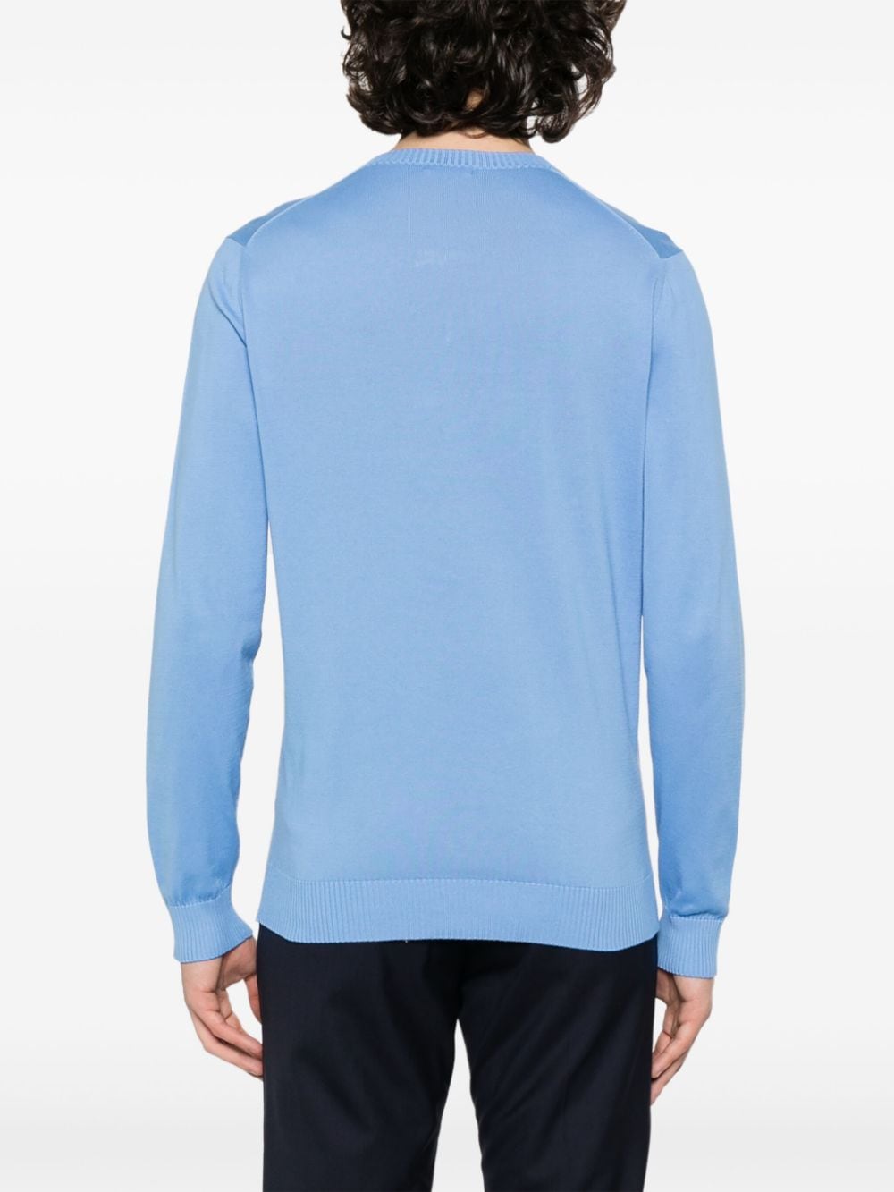 Shop Malo V-neck Knitted Jumper In Blue