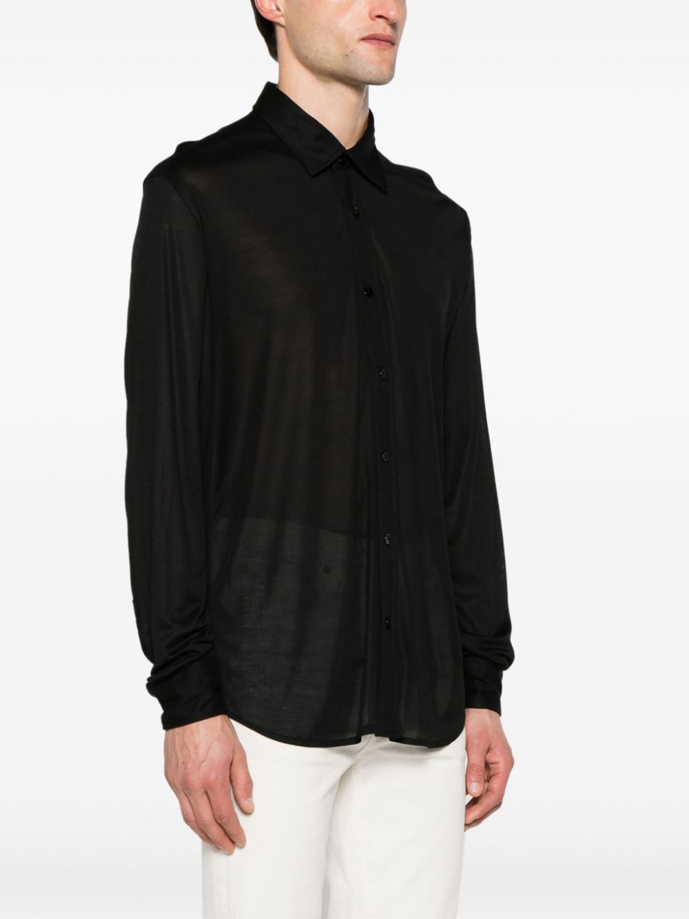 Shop Tom Ford Long-sleeve Silk Shirt In Black