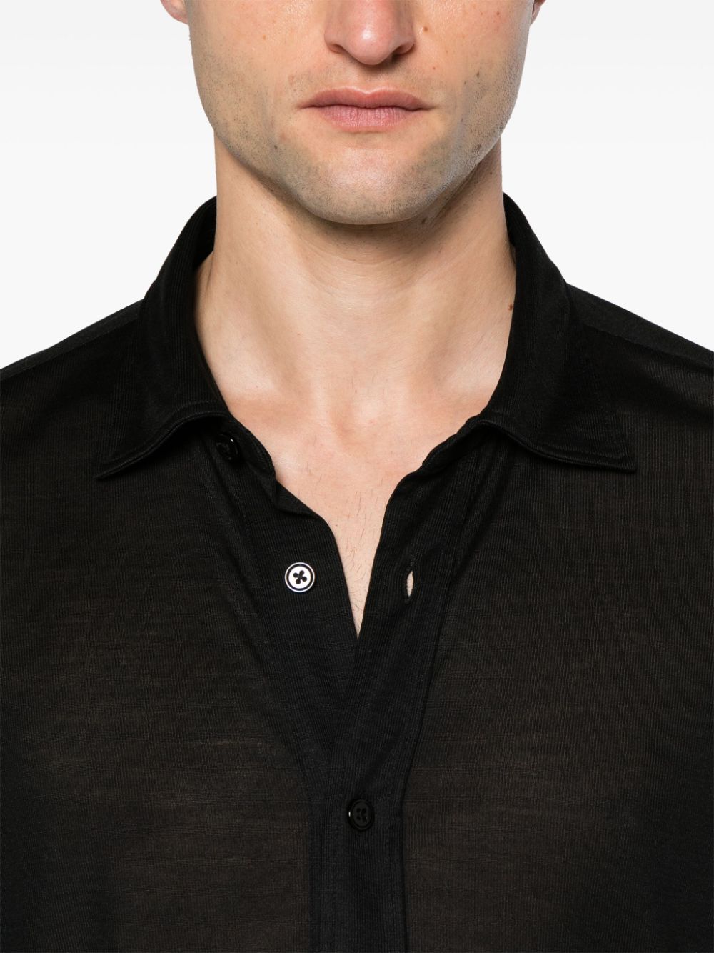 Shop Tom Ford Long-sleeve Silk Shirt In Black