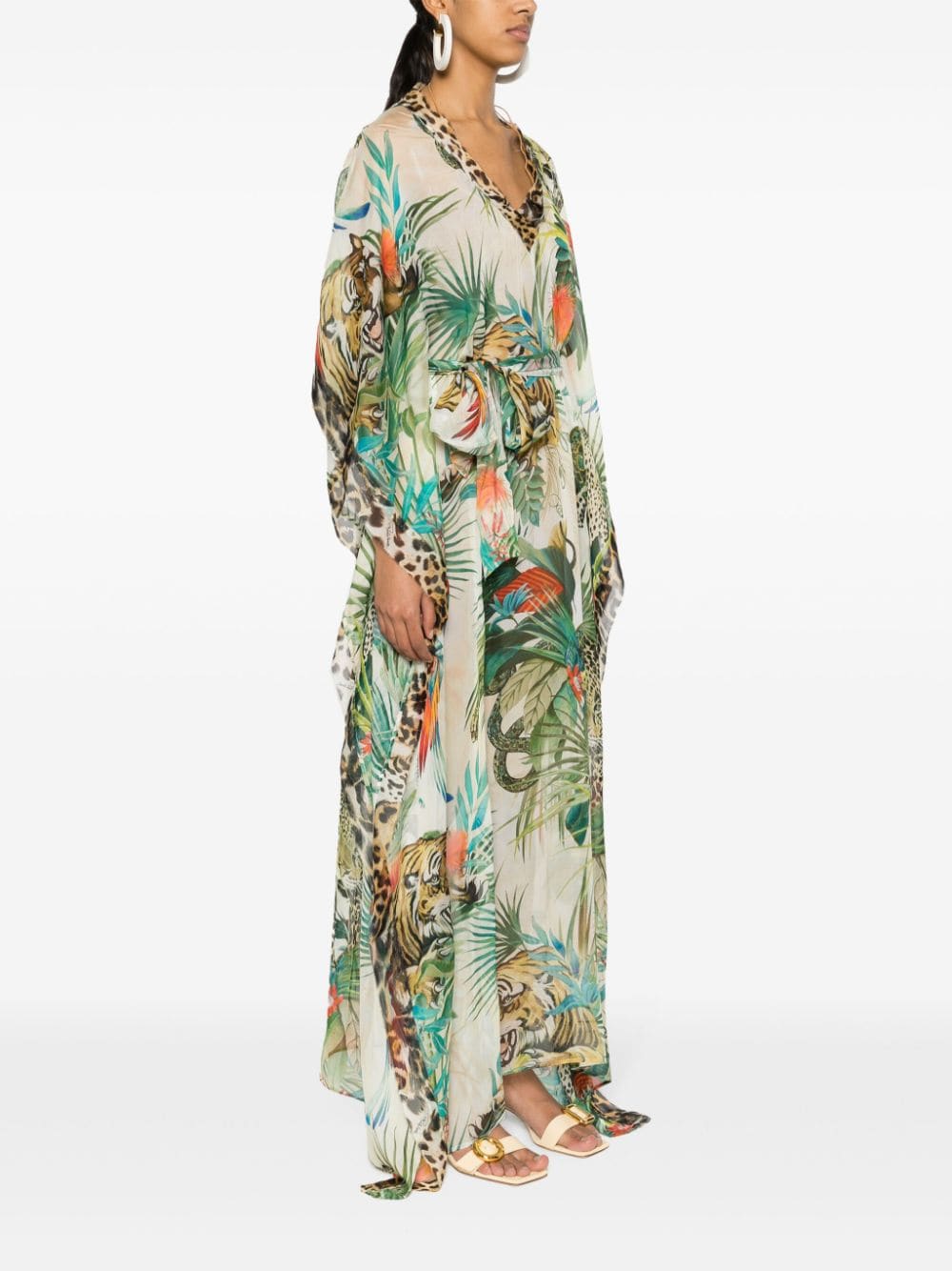 Shop Roberto Cavalli Botanical-print Maxi Dress In Green