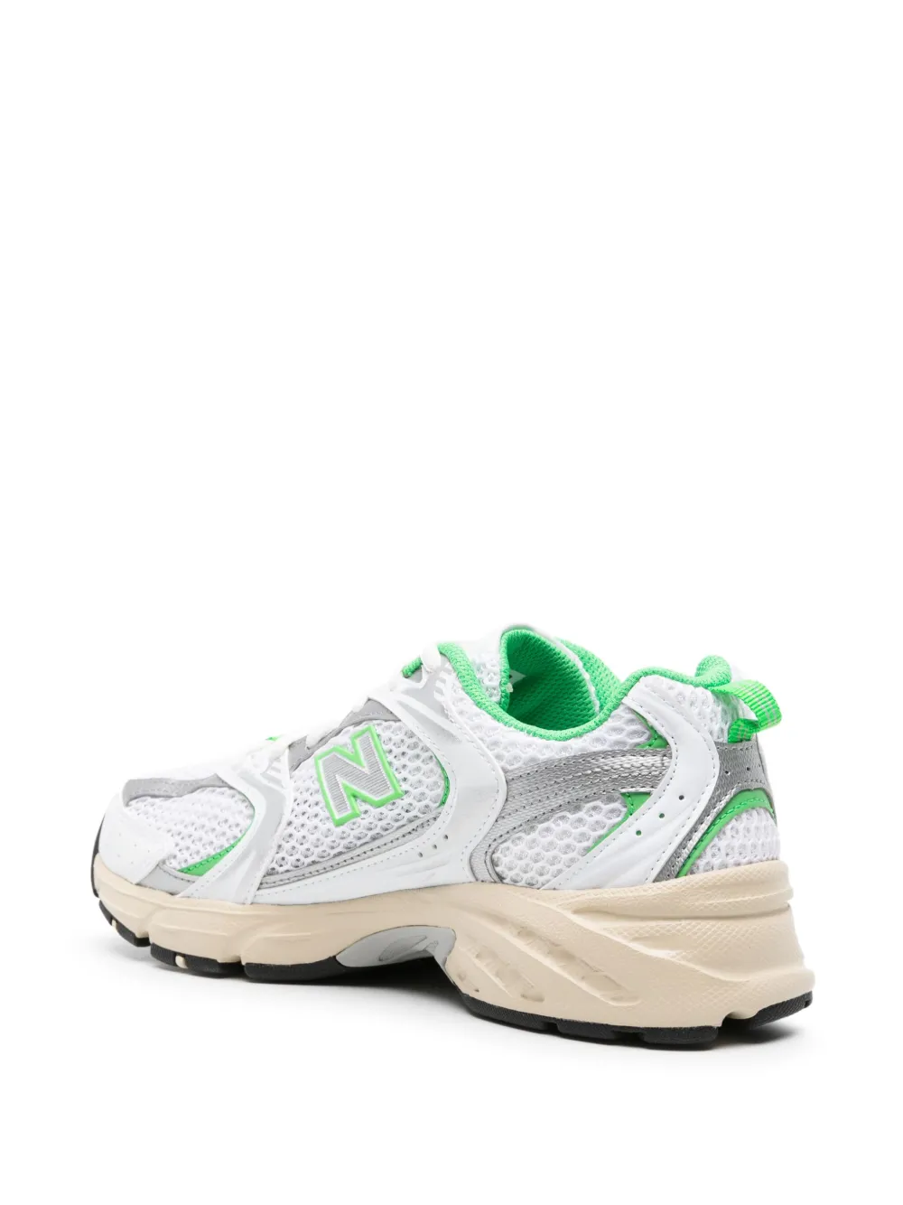 New Balance White & Green 530 Sneakers In White