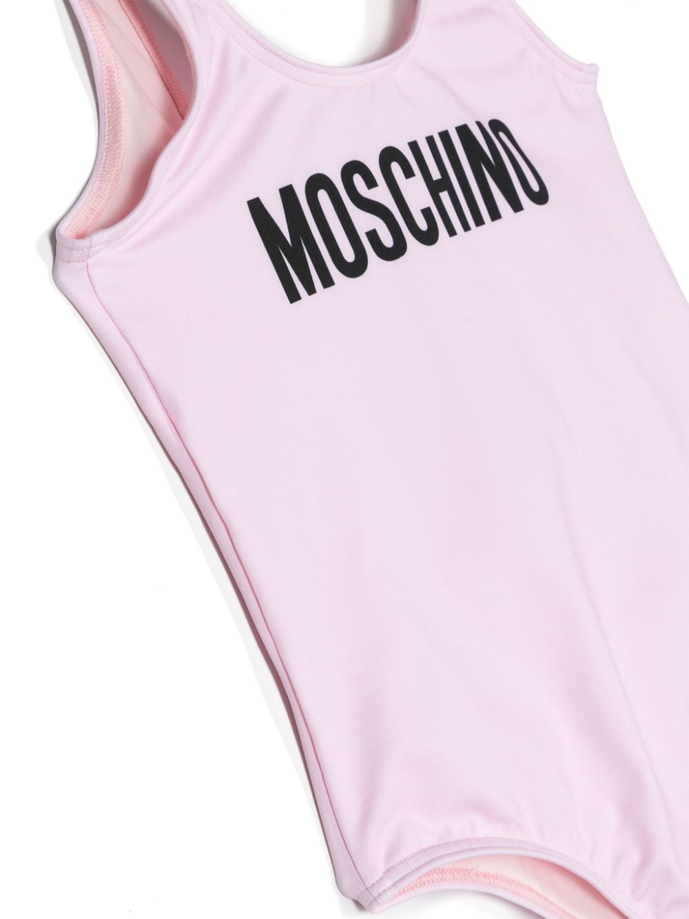 Shop Moschino Logo-print Low-back Swimsuit In Pink