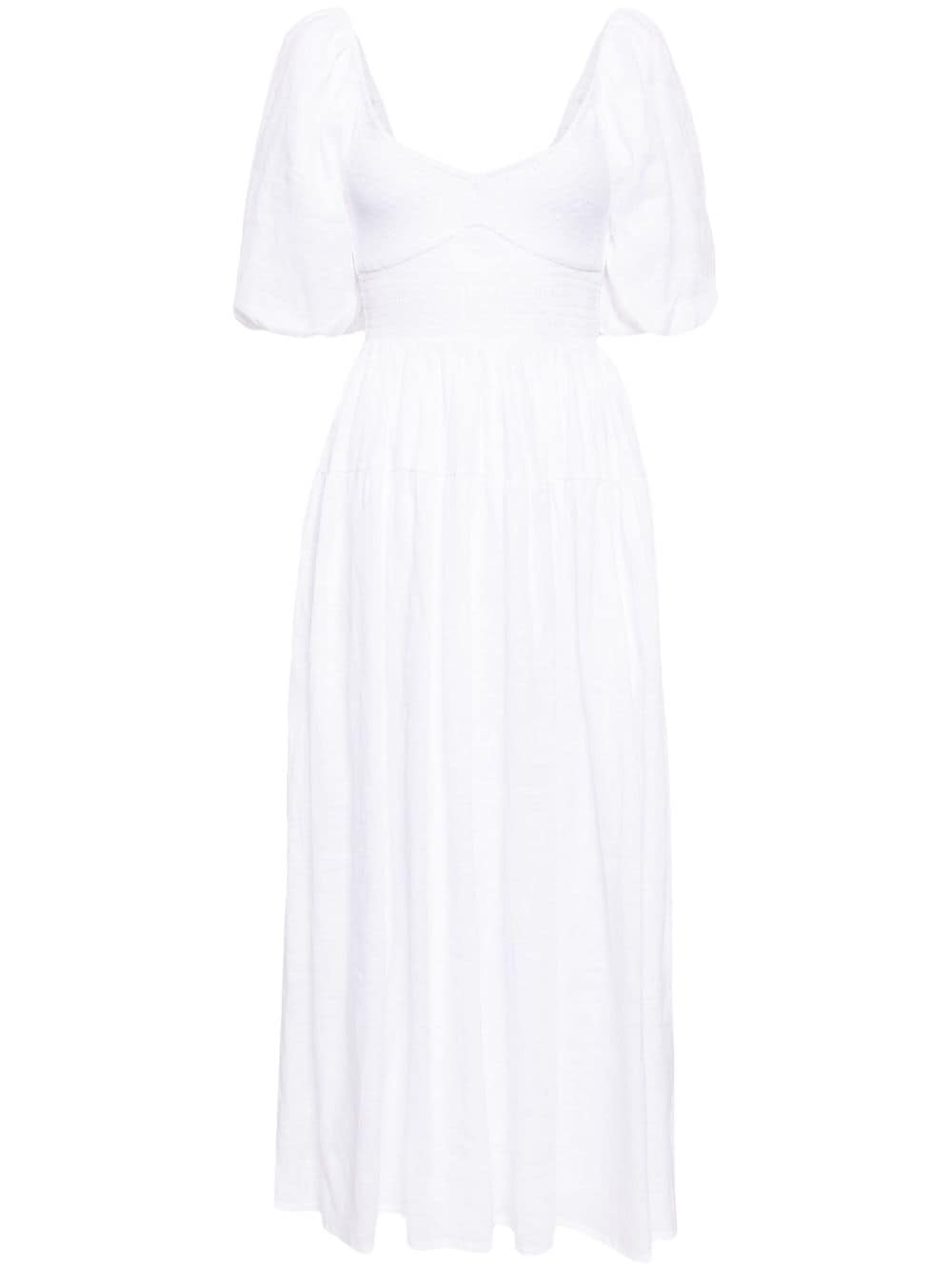 Shop Faithfull The Brand Rosarico Linen Midi Dress In White