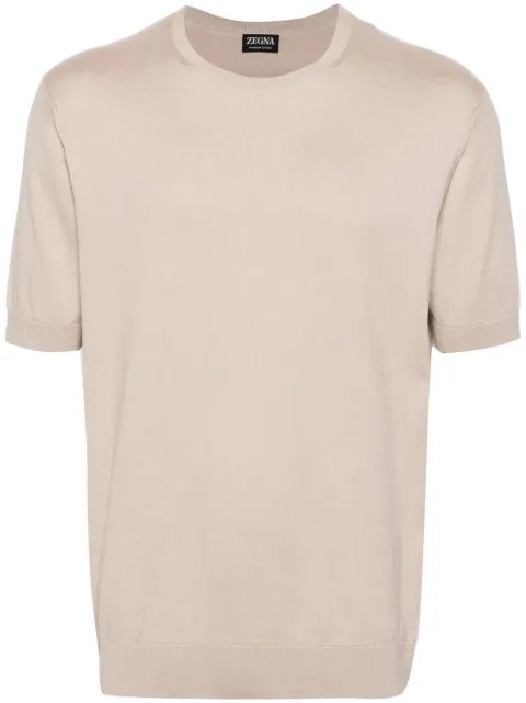 Zegna crew-neck knitted cotton T-shirt