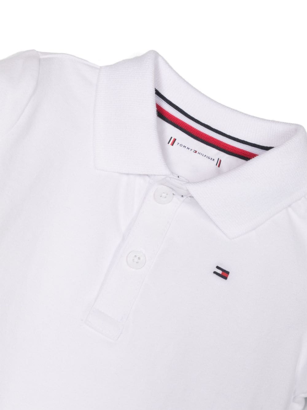 Shop Tommy Hilfiger Junior Logo-embroidered Polo Shirt In White
